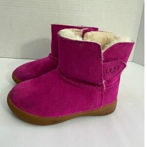 UGG Keelan Pink Suede Sheepskin Lining Toddler Boots 1096089T Kids Size 6